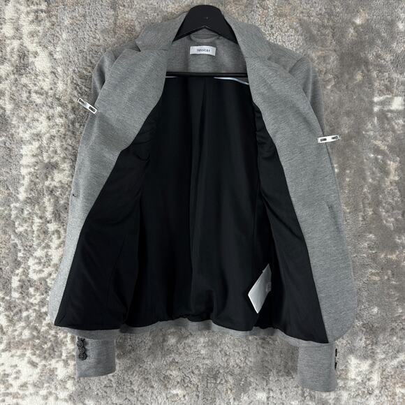 Yessica Size 8 Stretch Career Single Button Blazer Jacket Gray Notched Lined - Picture 3 of 9